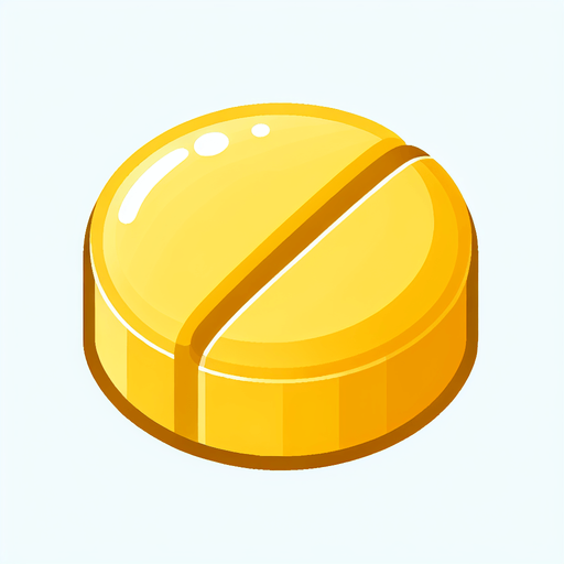 a sprite of medication pill.
a 2d sprite of  a yellow medication pill