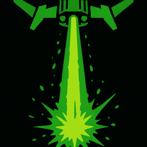 Ataque verde de Star wars mirada desde arriba llendo para adelante.
In-Game asset.  2d.  High contrast.  No shadows