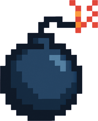 a pixel art of a bomb.
In-Game asset.  2d.  High contrast.  No shadows