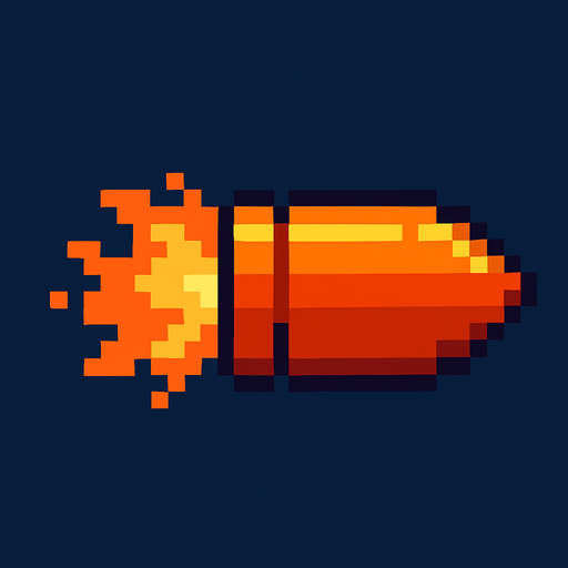 Bana uzay gemisinin mermisini 2d pixel çiz.
In-Game asset.  2d.  High contrast.  No shadows