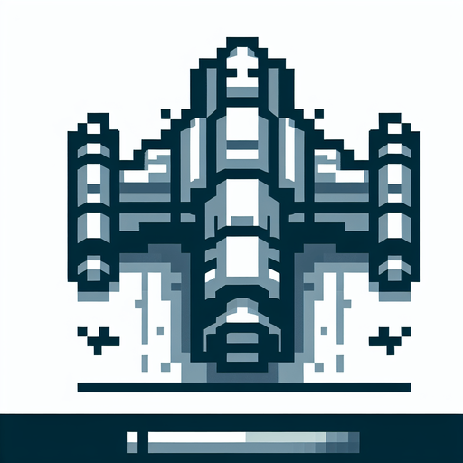 Spaceship with 1 cannon facing upwards.
Single Game Texture. In-Game asset. 2d. Blank background. High contrast. No shadows. Pixelated.
