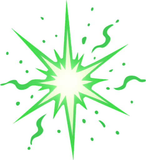 Un destello verde blancuzco.
In-Game asset.  2d.  High contrast.  No shadows
