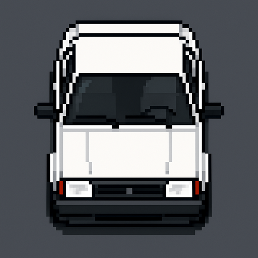 Draw 2d pixel car Tofash top view white..
In-Game asset.  2d.  High contrast.  No shadows