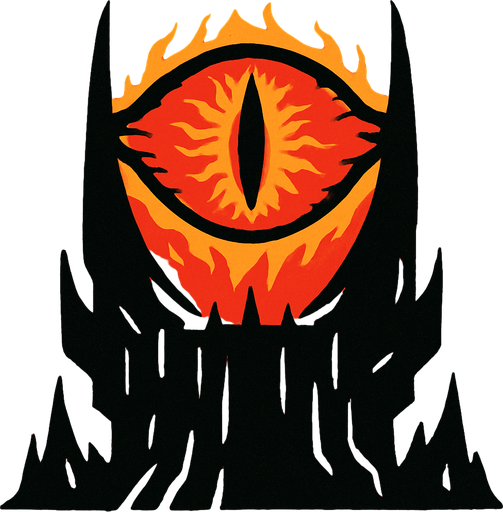 Eye of sauron.
In-Game asset.  2d.  High contrast.  No shadows