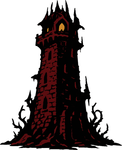 korkunç bir kule.
In-Game asset.  2d.  High contrast.  No shadows