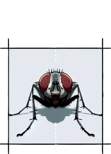 муха смотрит в камеру.
Single Game Texture. In-Game asset. 2d. Blank background. High contrast. No shadows.