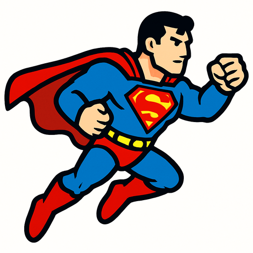 Superman 2d game.
In-Game asset.  2d.  High contrast.  No shadows