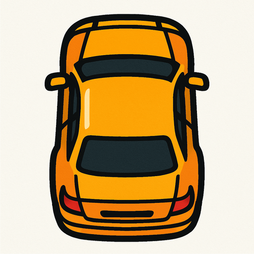 üstten görünümlü araba.
In-Game asset.  2d.  High contrast.  No shadows