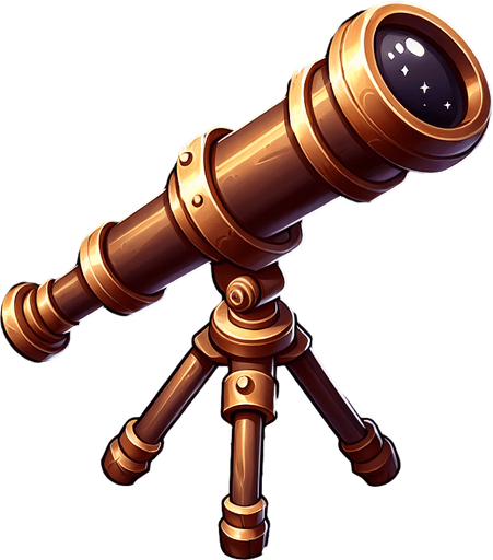 Telescope.
Single Game Texture.  In-Game asset.  2d.  Blank background.  High contrast.  No shadows