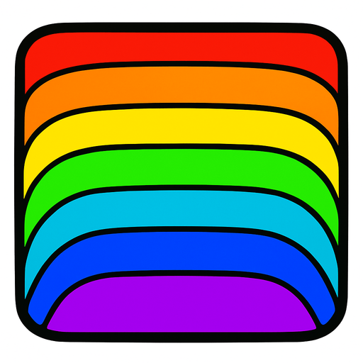 Rainbow effect. Vibrant..
In-Game asset.  2d.  High contrast.  No shadows
