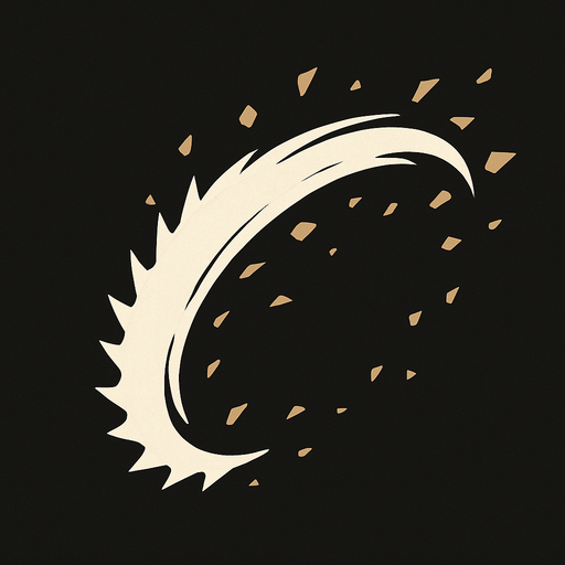 Small saw slash effect. 2D. Top View..
In-Game asset.  2d.  High contrast.  No shadows