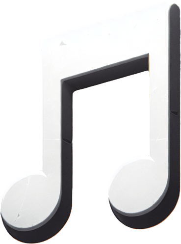 a white musical note on a empty background.
Single Game Texture. In-Game asset. 2d. Blank background. High contrast. No shadows.