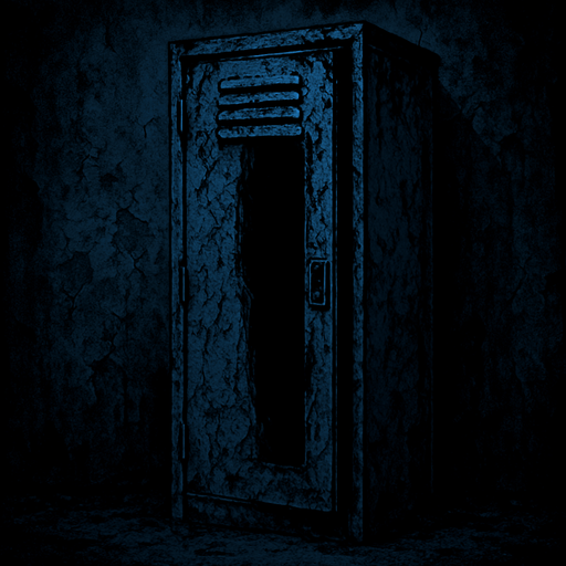 Make a scary dark locker that is blue and make it like it was in a abandoned school.
In-Game asset.  2d.  High contrast.  No shadows