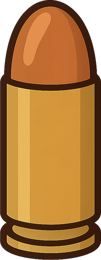 9mm mermi
. No background. Transparent background. Blank background. No shadows. 2d. In-Game asset. flat