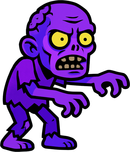 purple zombie 2d.
In-Game asset.  2d.  High contrast.  No shadows