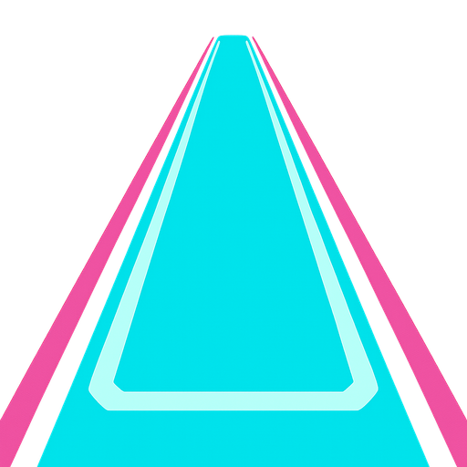 a vertical neon lane with perspective.
In-Game asset.  2d.  High contrast.  No shadows