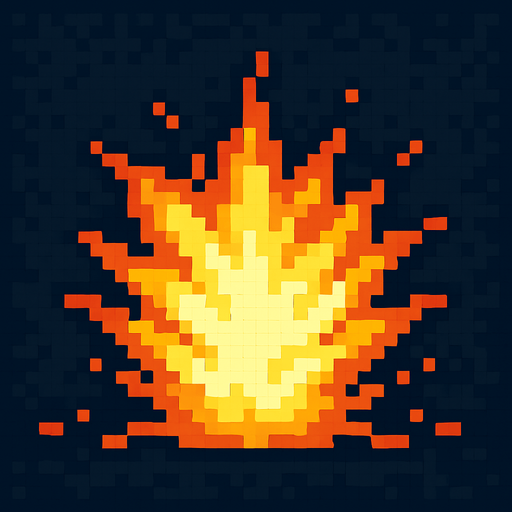 2d pixel art explosion.
In-Game asset.  2d.  High contrast.  No shadows