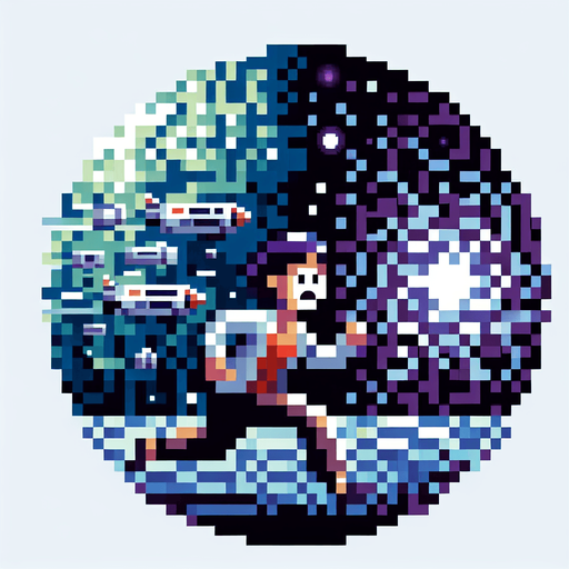 Pixel art,  Frightened adult running away scared..
Single Game Texture. In-Game asset. 2d. Blank background. High contrast. No shadows.