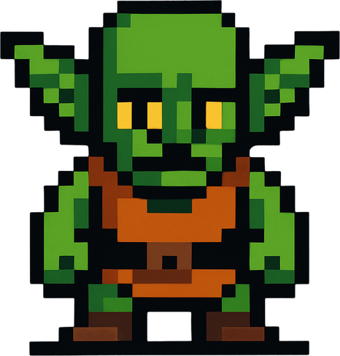 pixel art goblin.
In-Game asset.  2d.  High contrast.  No shadows