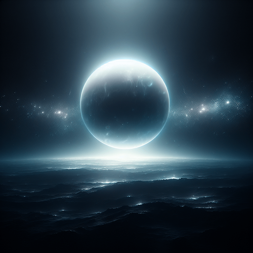 black background ethereal centered planet.