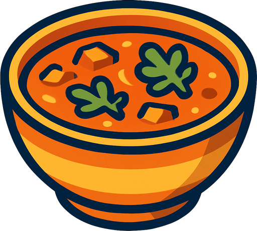Soupe.
In-Game asset.  2d.  High contrast.  No shadows