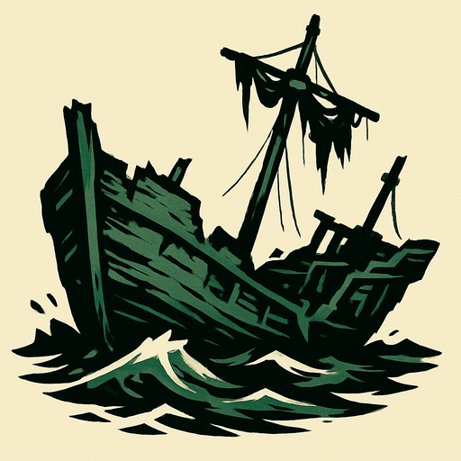 Broken ship.
In-Game asset.  2d.  High contrast.  No shadows