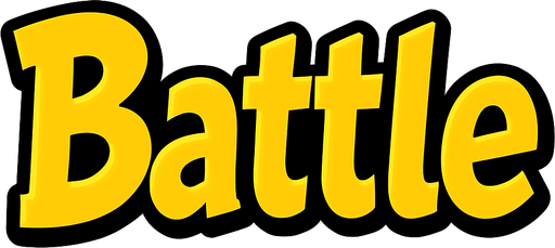 An SVG of the word 'Battle'. text in yellow with a black outline.
In-Game asset.  2d.  High contrast.  No shadows