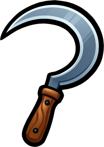 Mowing sickle.
In-Game asset.  2d.  High contrast.  No shadows