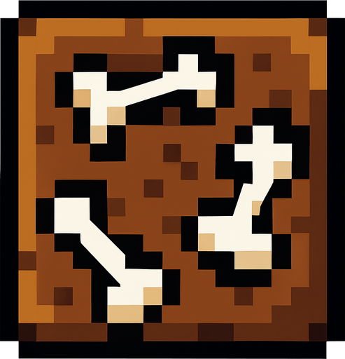 Pixel bone BLOCK.
In-Game asset.  2d.  High contrast.  No shadows