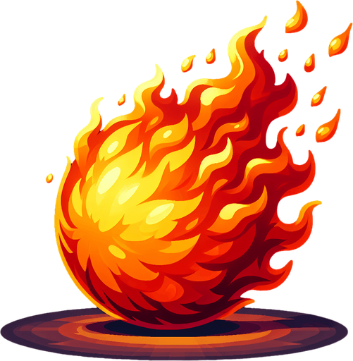 A fireball.
Single Game Texture. In-Game asset. 2d. Blank background. High contrast. No shadows.