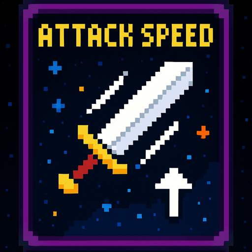 Карточка с изоброжение скорости атака пиксельная карточка улучшения пиксельная космическая.
In-Game asset.  2d.  High contrast.  No shadows