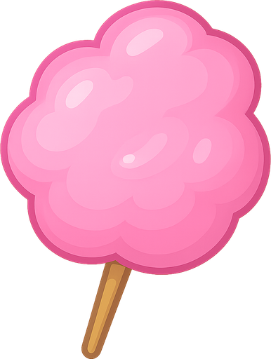 pink cotton candy looks shiny and delicous. No background. Transparent background. Blank background. No shadows. 2d. In-Game asset. flat