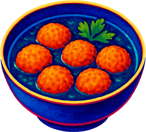 A bowl of fish meatballs in broth.