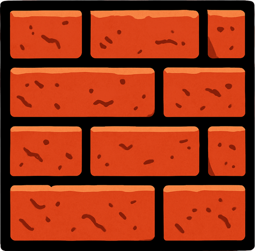 A brick tile, 2d.
In-Game asset.  2d.  High contrast.  No shadows