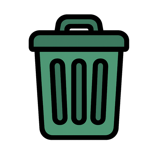 Garbage can icon.
In-Game asset.  2d.  High contrast.  No shadows