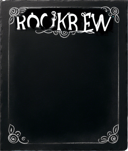 Text "ROOKIE BREW" handwritten in chalk