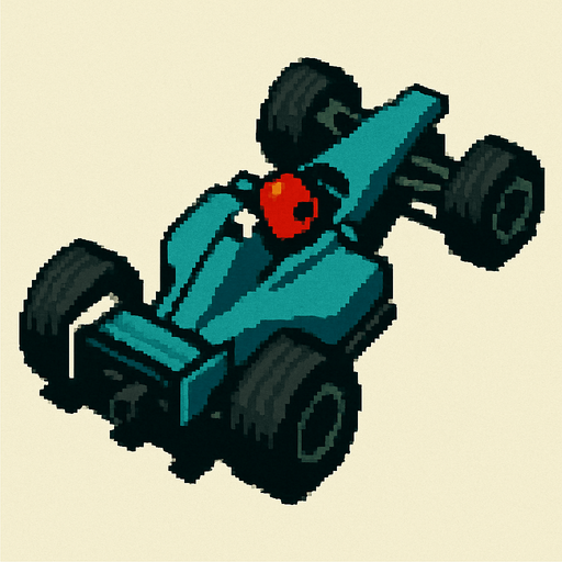 Formula1 car, seen from behind diagonal

Top-down, gta2, Single Game Texture. In-Game asset. 2d. Blank background. High contrast. No shadows.isometric

there is red helmet driver in the cockpit
