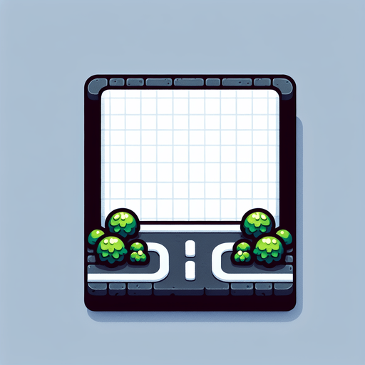 Дорога и кусты.
Single Game Texture. In-Game asset. 2d. Blank background. High contrast. No shadows.