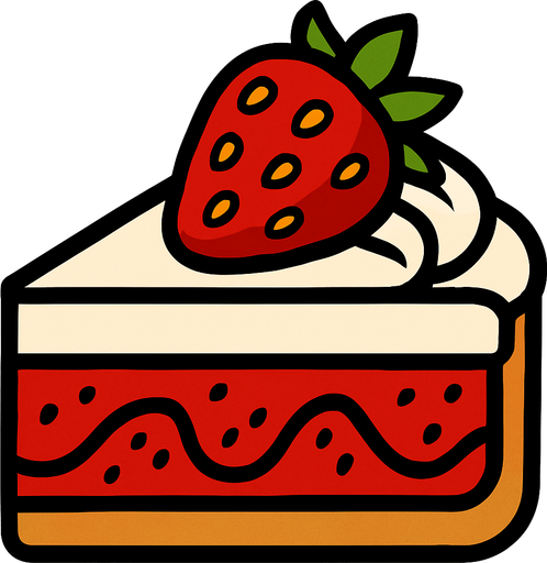 Gâteau aux fraises.
In-Game asset.  2d.  High contrast.  No shadows