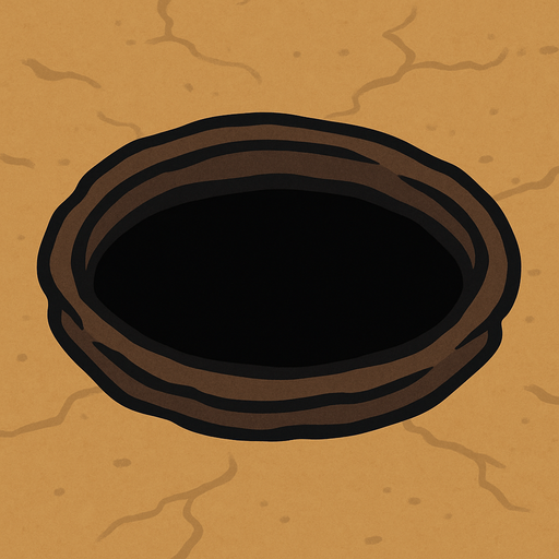 A hole.
In-Game asset.  2d.  High contrast.  No shadows
