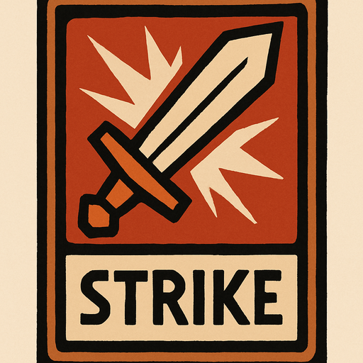 dungeon card game, Strike card.
In-Game asset.  2d.  High contrast.  No shadows