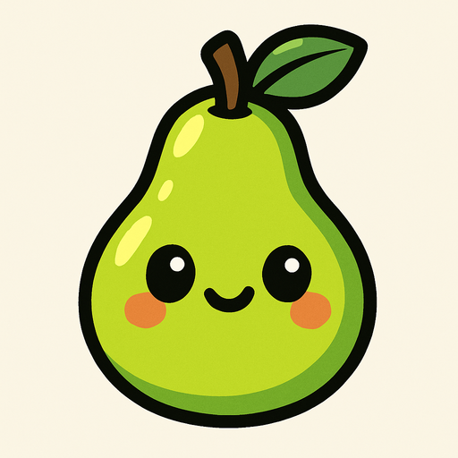 Pear with cute face.
In-Game asset.  2d.  High contrast.  No shadows