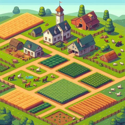 Farm from cookie clicker.
Single Game Texture. In-Game asset. 2d. Blank background. High contrast. No shadows.