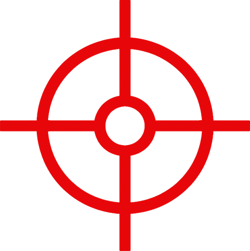 Red crosshair.
In-Game asset.  2d.  High contrast.  No shadows