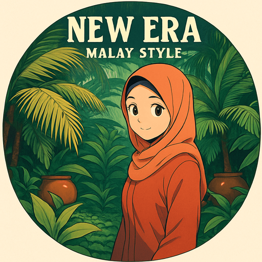 Anime style design for the round shape song cover of New Era Malay Style