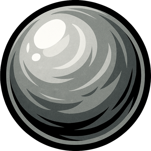gümüş yuvarlak top.
In-Game asset.  2d.  High contrast.  No shadows