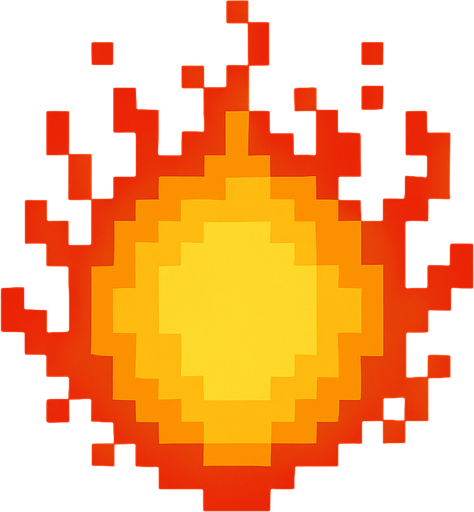 A round fireball projectile. Straight on view as if it’s coming straight towards the camera. Retro pixel art..
In-Game asset.  2d.  High contrast.  No shadows