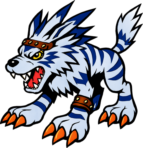 Garurumon.
In-Game asset.  2d.  High contrast.  No shadows