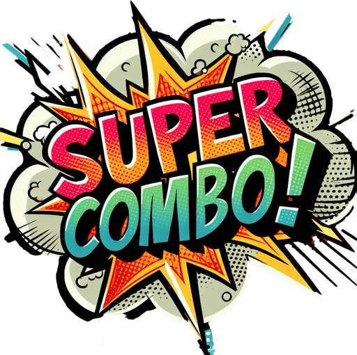 text popup "SUPER COMBO!".
comic style