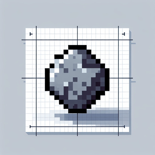Grey pixelated rock.
Single Game Texture.  In-Game asset.  2d.  Blank background.  High contrast.  No shadows
